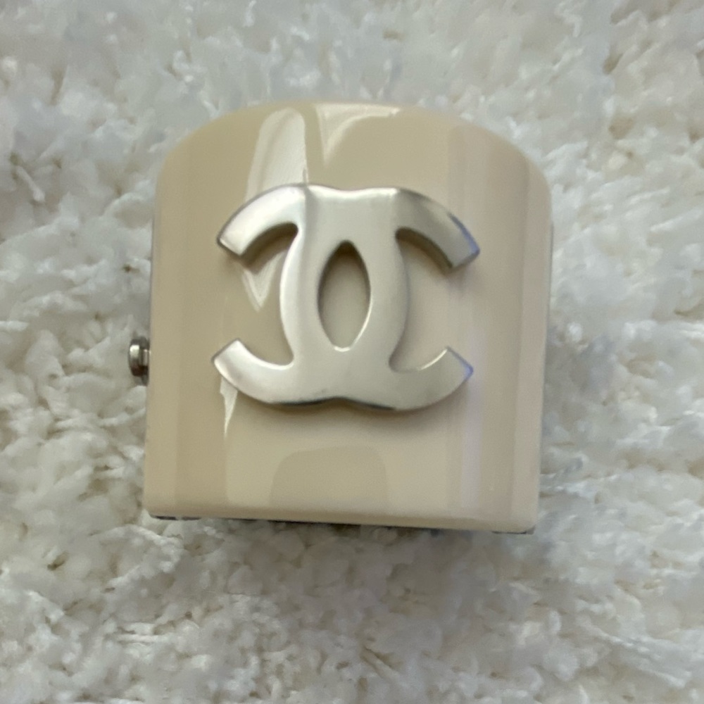 Black and Cream Chanel Resin Cuff